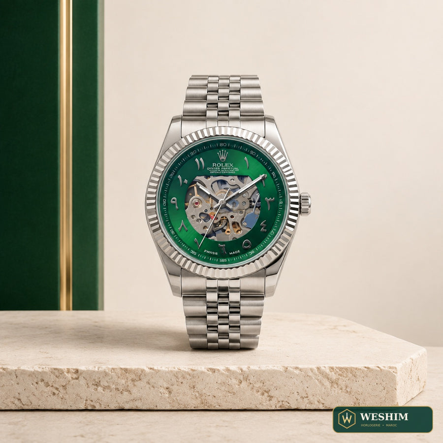 Rolex Datejust Squelette Arabe – Cadran vert (configuration custom)