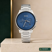 BOSS Multifonction – Cadran bleu, bracelet acier