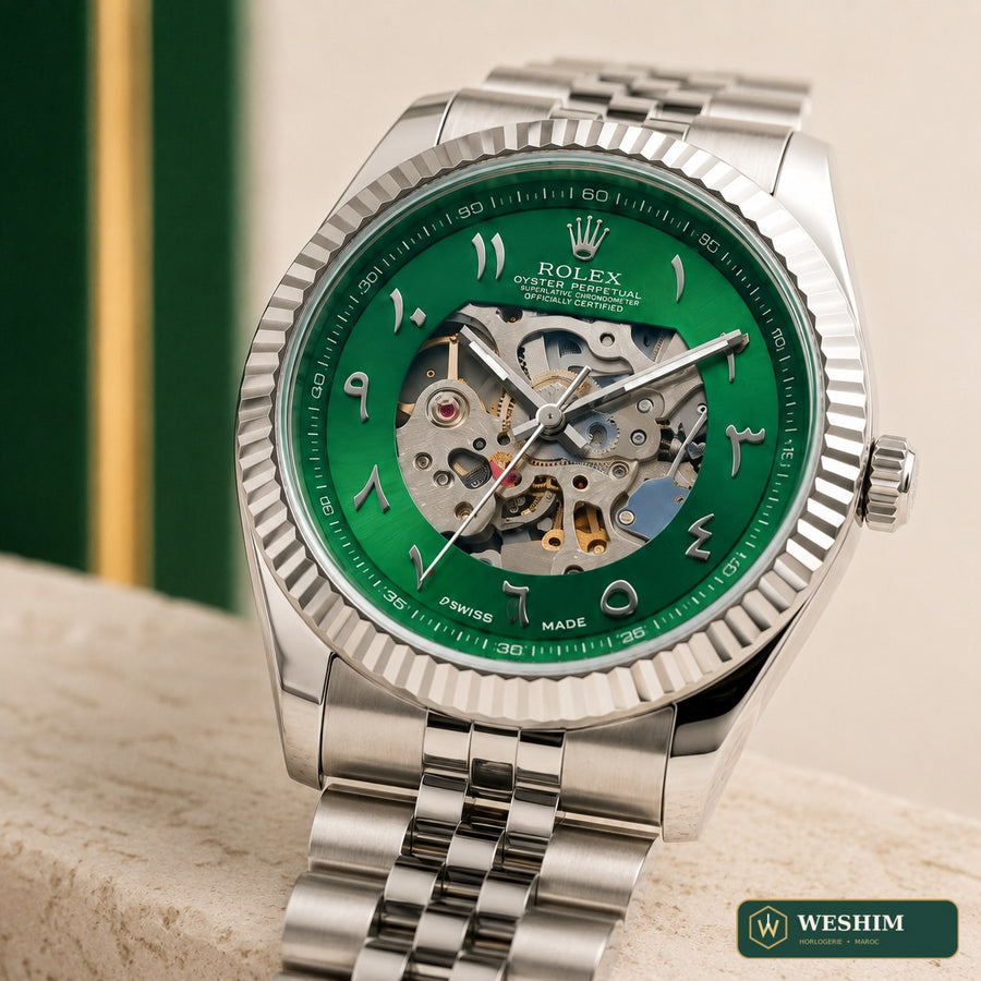Rolex Datejust Squelette Arabe – Cadran vert (configuration custom)