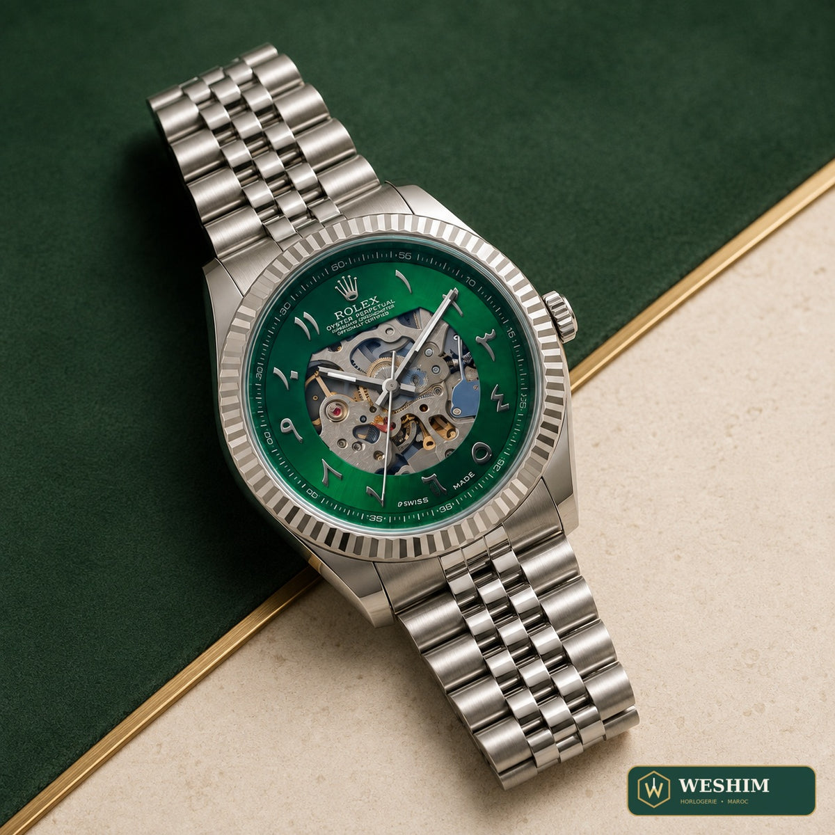 Rolex Datejust Squelette Arabe – Cadran vert (configuration custom)
