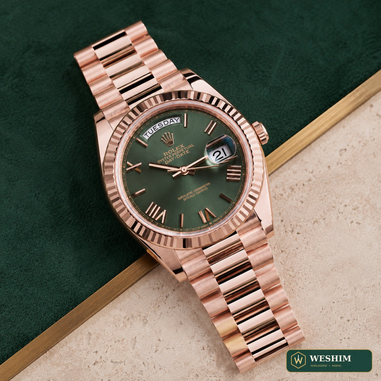 Rolex Day-Date 40 Everose – Cadran vert olive